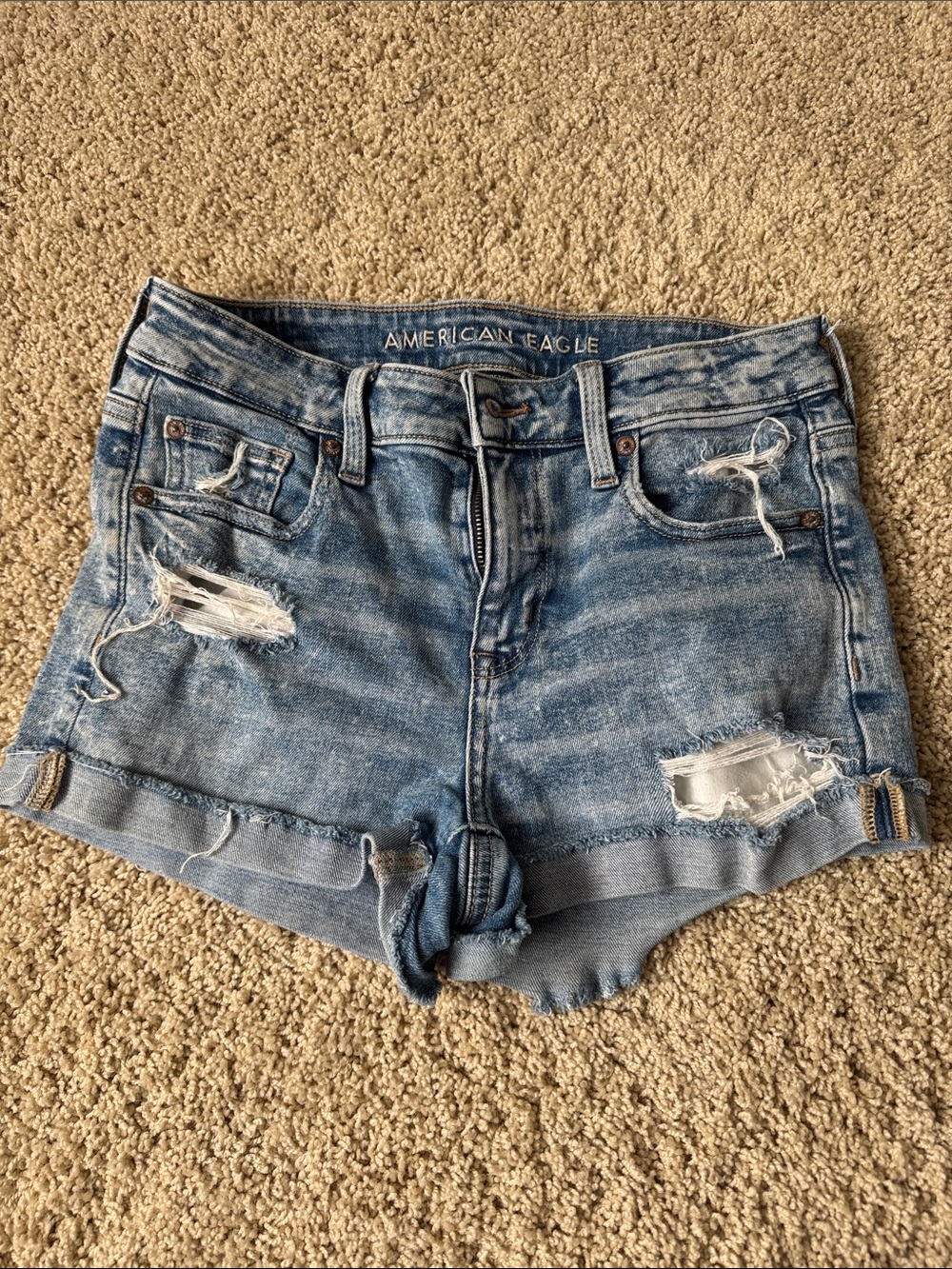 American Eagle Outfitters Light Blue Distressed Denim Cutoff Shorts